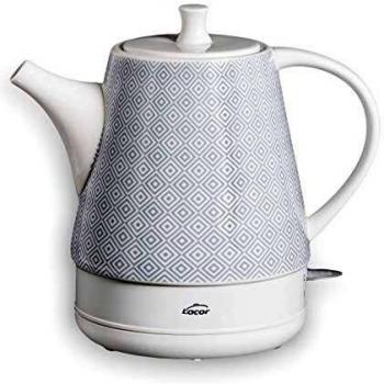 LACOR 69289-Hervidor de Agua Gala Grey, Blanco/Azul, 1L, Cerámica, 1'00 l