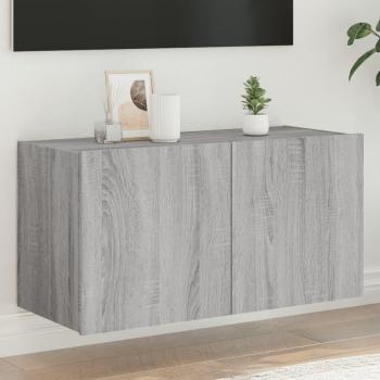 Mueble de TV de pared con luces LED gris Sonoma 80x35x41 cm vidaXL, Mueble de salón, Mueble TV, Mesa de TV