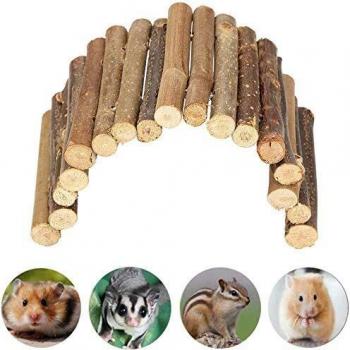 HEEPDD Escalera de Madera Hamster Chew Bridge Juguete Reptil Casa escondida Cerca Escalada Puente para Reptil Lagarto Tortuga Erizo Pequeño Animal Masticar Juguete