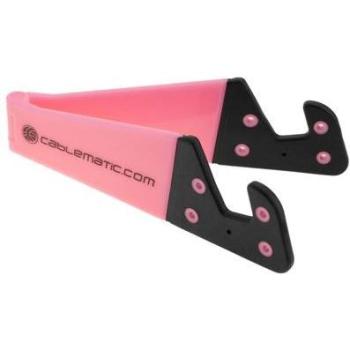 Soporte Plegable y Portátil para Teléfono Móvil y Tablet - Peana Rosa Cablematic