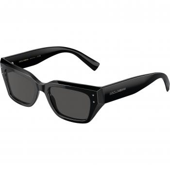 Dolce & Gabbana DG4462 Women's Cat Eye Sunglasses, Color 501/87, Black Frame with Dark Grey Lens, Size 52 MM