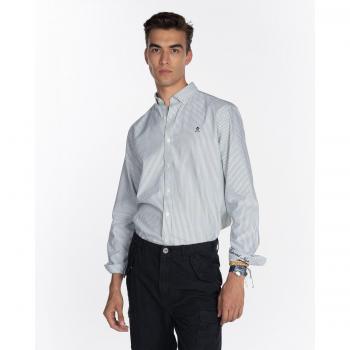 Camisa de algodón classic de hombre con rayas verde Mediterraneo - Harper & Neyer