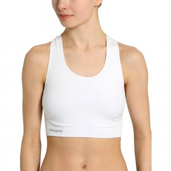 Ultrasport - Sujetador deportivo funcional para mujer, medio impacto, espalda nadadora, color blanco, talla L/XL