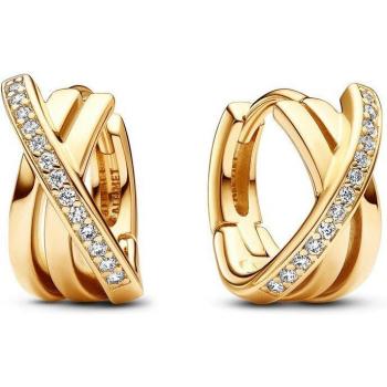 Pandora Crossover Pavé Gold Hoop Earrings for Women