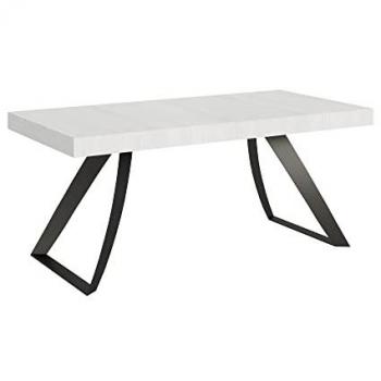 Mesa extensible 90x180/440 cm Proxy con estructura de metal antracita y superficie de fresno blanco