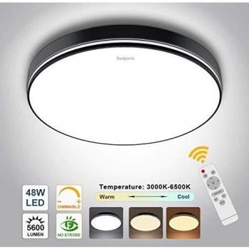 48W Plafón LED de Techo Regulable con Control Remoto, bapro ф50cm Lámpara Led Techo Redondo Super Brillante, Moderna LED Plafón de Techo para Cocina, Salón, Dormitorio, Baño y Pasillo
