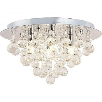 Lindby Antonino lámpara de techo de cristal plateado con 4 luces G9 para salón y comedor