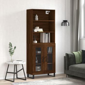 Aparador alto de madera contrachapada marrón roble 69,5x34x180 cm vidaXL