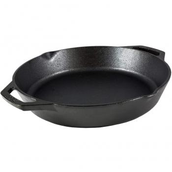 Lodge 12-Inch Double Handle Cast Iron Skillet, Black