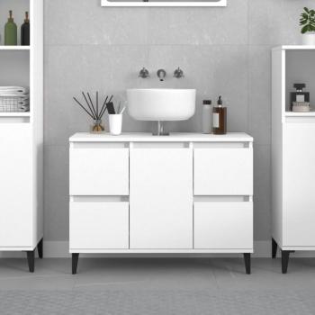 Armario para lavabo madera contrachapada blanco 80x33x60 cm