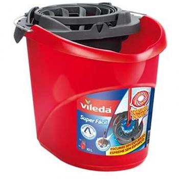 Cubo Vileda SuperFácil con Escurridor Automático, Capacidad de 10 Litros, Color Rojo