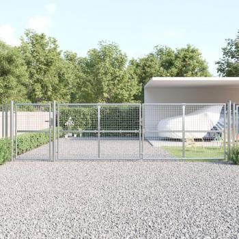 Puerta de jardín malla plata 500x175 cm acero galvanizado