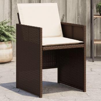 Sillas de jardín con almohadas 4 PC Polyrattan Marrón