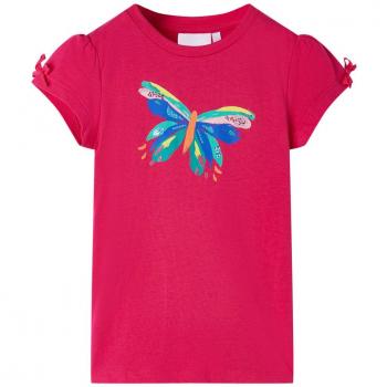 Camiseta infantil rosa chillón 128