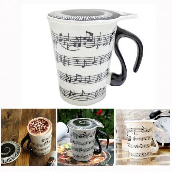 Cisixin Taza de cerámica de Signo Músico con Tapa