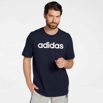 Camiseta Adidas Essentials Linear Logo de Manga Corta para Hombre en Color Azul Oscuro con Detalles en Blanco - Talla M
