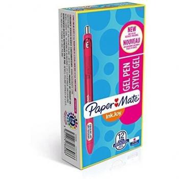Paper Mate InkJoy Gel - Bolígrafo de gel, punta media, caja de 12, color rosa