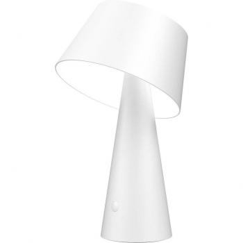 Lámpara solar de mesa LED Lirinor, blanca, plástico, Ø 13cm