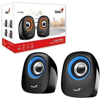 Parlantes Genius SP-Q160 2.0 Estéreo, 6W, Alimentación USB, Conector 3.5mm, Color Negro-Azul