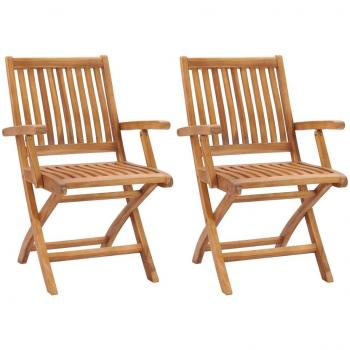 Folding Teak Wood Garden Chairs Set of 2