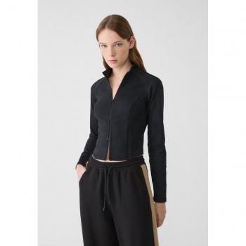 Stradivarius Black Zip-Up Jacket with Pockets XL