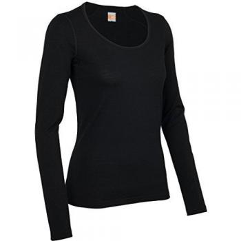 Icebreaker Shirt Langarm Oasis Long Sleeve Scoop - Top Interior térmico para Mujer, Color Negro, Talla XL