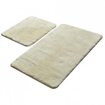 Set de Alfombras de Baño Beige 2 Piezas Suave y Cómodo