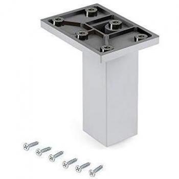 Emuca - Patas para mueble, Pies de plástico para muebles color cromado, Lote de pies con tornillos de montaje, varios modelos