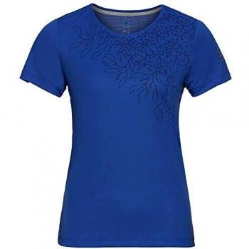 Odlo Camiseta de Manga Corta para Mujer con impresión F-Dry, Mujer, 550771, Amparo Blue - Estampado de Hojas SS20, Large