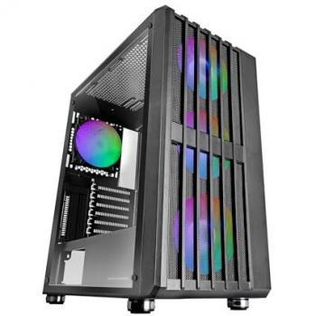 Caja Torre PC Mars Gaming MC-Vault ARGB, ATX, Ventana Cristal Templado, 4 Ventiladores ARGB 120mm, Panel Frontal Mesh, 3 Slots PCI Verticales
