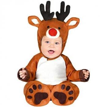 Disfraz de Reno para Bebé 12/24 Meses con Capucha y Cubrepies - Ideal para Navidad y Carnaval, 100% Poliéster