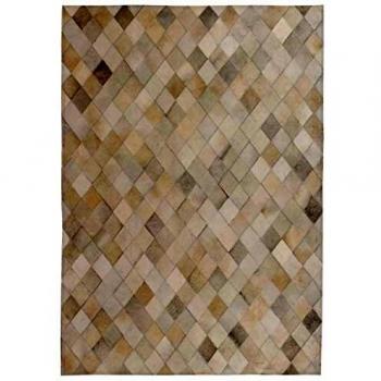 vidaXL Alfombra Retazos de Cuero 80x150 cm Rombos Gris Tapete Estera Moqueta