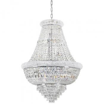 Araña Dubai Metal Cromo 24 bombillas 120cm - Lámpara colgante tipo candelabro de techo para interiores, 24 luces, acabado en cromo, casquillo E14