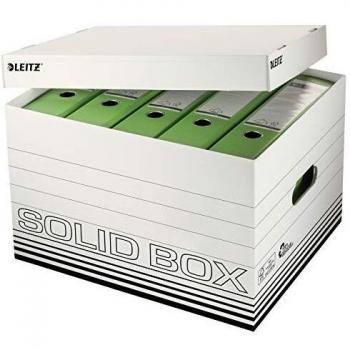 Caja de archivo/transporte LEITZ Solid L, blanca, con tapa, 34,6 x 45 x 30,5 cm, pack de 10