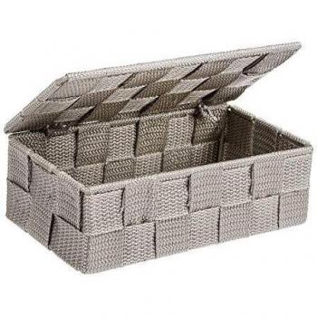 Wenko Adria Organizador con Tapa, Polipropileno, Gris/Marrón, 18 x 6.5 x 10 cm