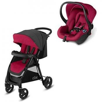 Cbx Travel System 2 en 1 - Cochecito Misu TS + silla de coche Shima, con cubierta para lluvia y adaptador para silla de coche, desde el nacimiento, Crunchy Red