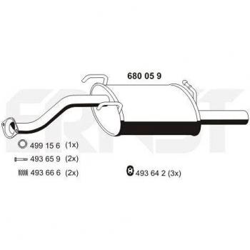 Silenciador trasero ERNST 680059 para Honda Civic 6 Aerodeck