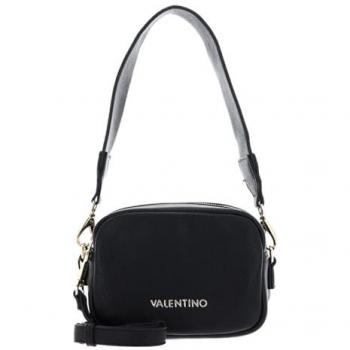 Valentino by Mario Valentino Black Rectangular Cross Body Bag with Gold Inscription - One Size