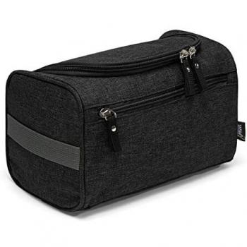 Neceser de Viaje Gris (Negro) Neceser para Hombre con Ganchos de Metal. Bolsa de Viaje Resistente y Ligera