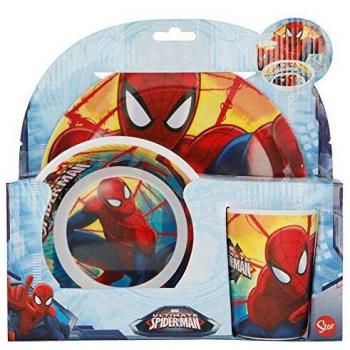 Spiderman Set desayuno melamina sin orla 3 piezas
