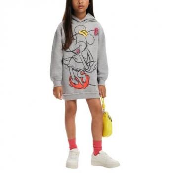 Vestido Casual de Algodón para Niña Andrea Minnie Gris - Desigual 2024, Manga Larga (7/8 años = 128 cm)
