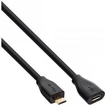 Cable USB 2.0 Micro-USB B de 2 m Negro con Conectores Doblados y Terminales Baquelita Dorada