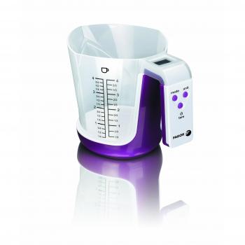 Fagor 976010022 Balanza con Bol Medidor Extraíble, 0 Decibelios, Blanco/Violeta