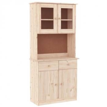 Aparador Alto ALTA de Madera Maciza de Pino 77x35x165 cm - Mueble de Almacenaje Moderno con Puertas y Cajón