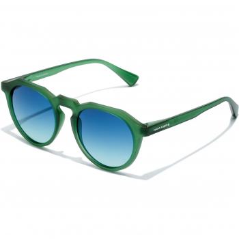 HAWKERS - WARWICK RAW Gafas de Sol Unisex con Montura Redonda Color Verde, Gradiente Blue to Green, Soft Green Transparent