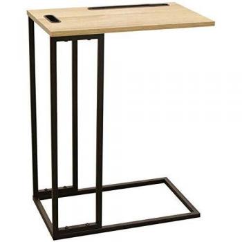 Mesa Auxiliar Nate con Soporte para Tablet y Patas Acoplables - Marrón y Negro