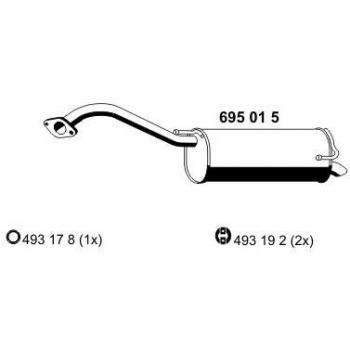 Silenciador trasero ERNST 695015 para Nissan Micra 3 y Note I