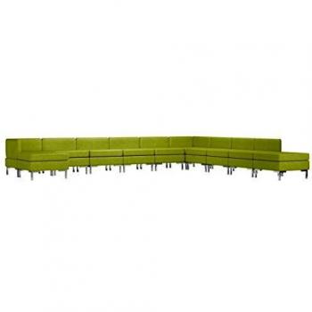 vidaXL - Conjunto de sofás de 11 piezas, sofá de oficina, sofá de salón, sofá, sala de estar, interior, casa, tela verde
