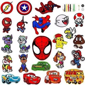 Parches Ropa Termoadhesivos Spiderman,Parches Ropa Niños Mario,Parches Para Ropa Termoadhesivos Superheroes,Parche Termoadhesivo Coches de Dibujos para Mochilas,Jeans,Pantalon,para Infantil y Adultos