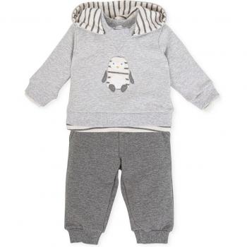 Conjunto sin pie de bebé niño gris suave elástico en cintura Tutto Piccolo